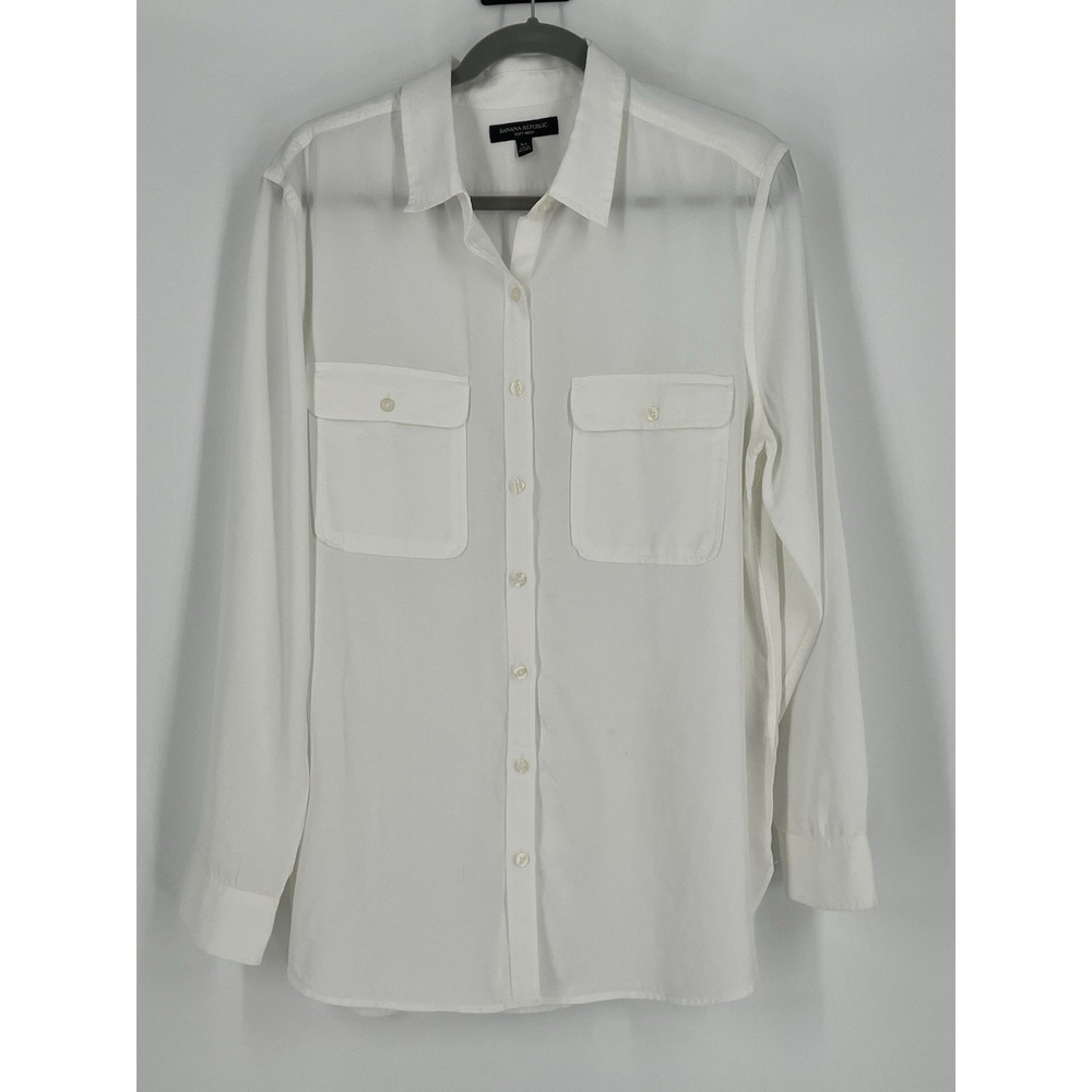 Banana Republic Women Size XL Soft Wash White Shirt Minimalist Capsule Essential